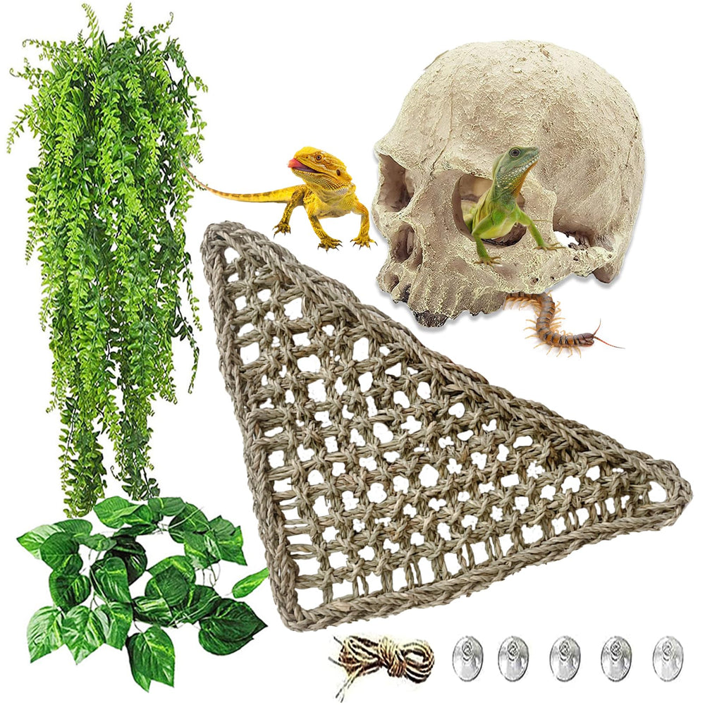 Kathson habitat skull decor: natural resin skull for secure reptile hide and exploration.