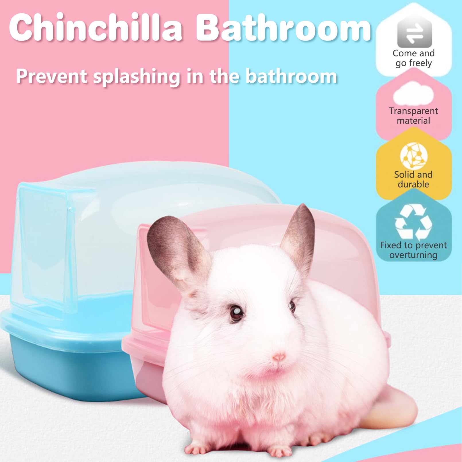 Kathson hamster sand bath container front view enables easy cleaning and monitoring.