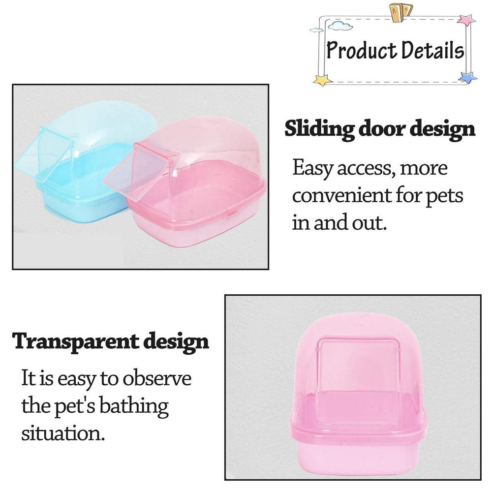 Kathson hamster sand bath container lid-closed view shows containment for tidy habitat.