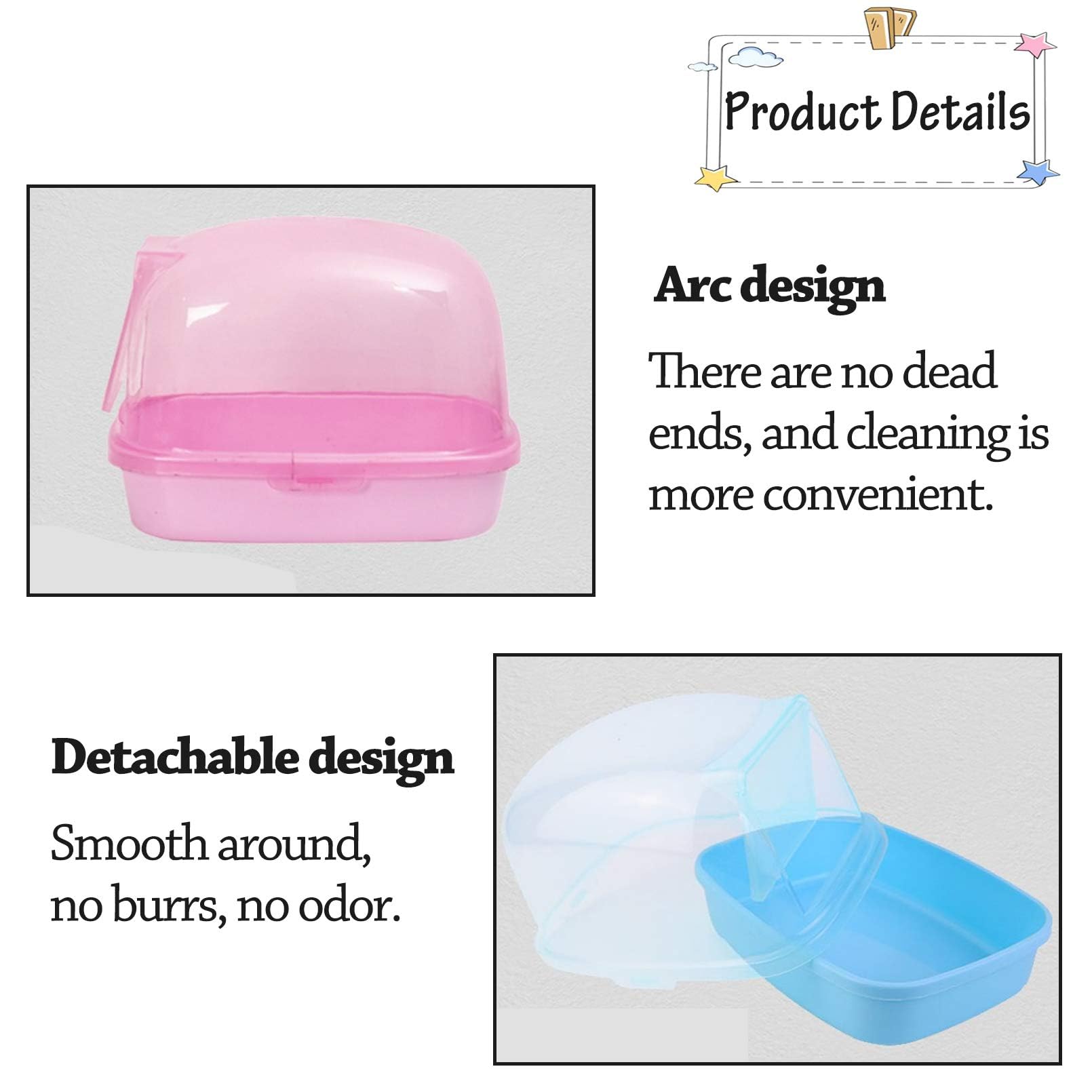 Kathson hamster sand bath container lid-open view allows observing bathing and digging.