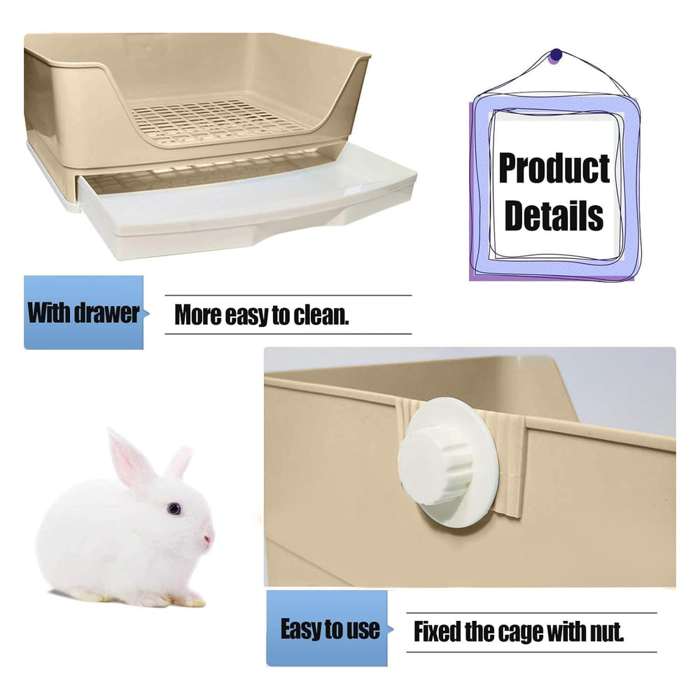 Kathson large rabbit litter box interior mesh shows efficient waste containment and simple scooping.