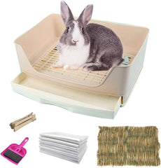 Kathson large rabbit litter box with drawer—durable, stain-resistant plastic for easy cleanup.