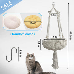 Kathson macrame bed top with S-hook demonstrates stable mounting and reduced swing.