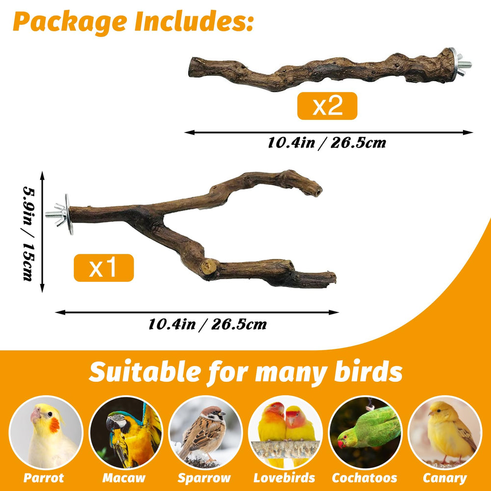 Kathson grapevine bird perch branch in cage demonstrates climbing stability for small birds