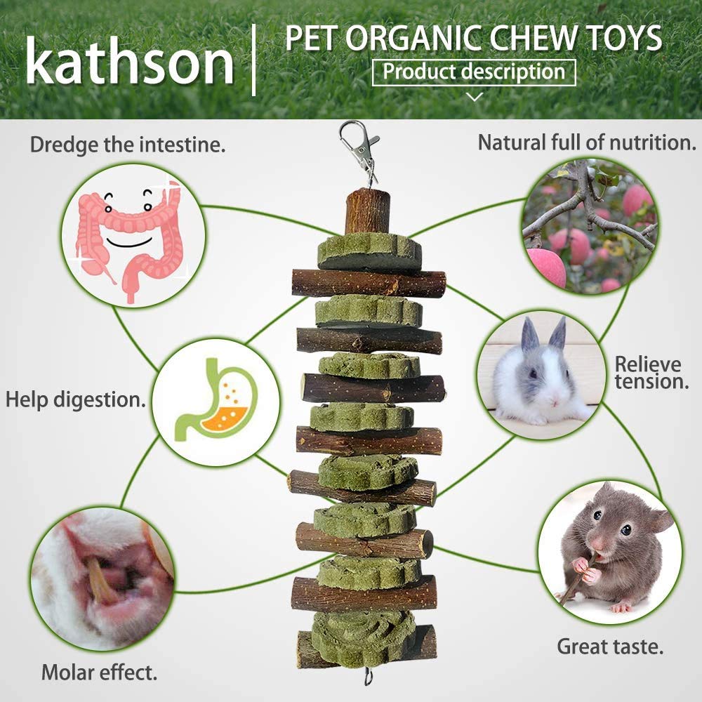 Kathson natural fruitwood branches offer safe chewing enrichment.