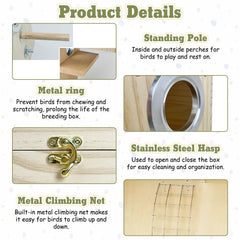Kathson nesting box with metal-covered entry highlights safer bird access.