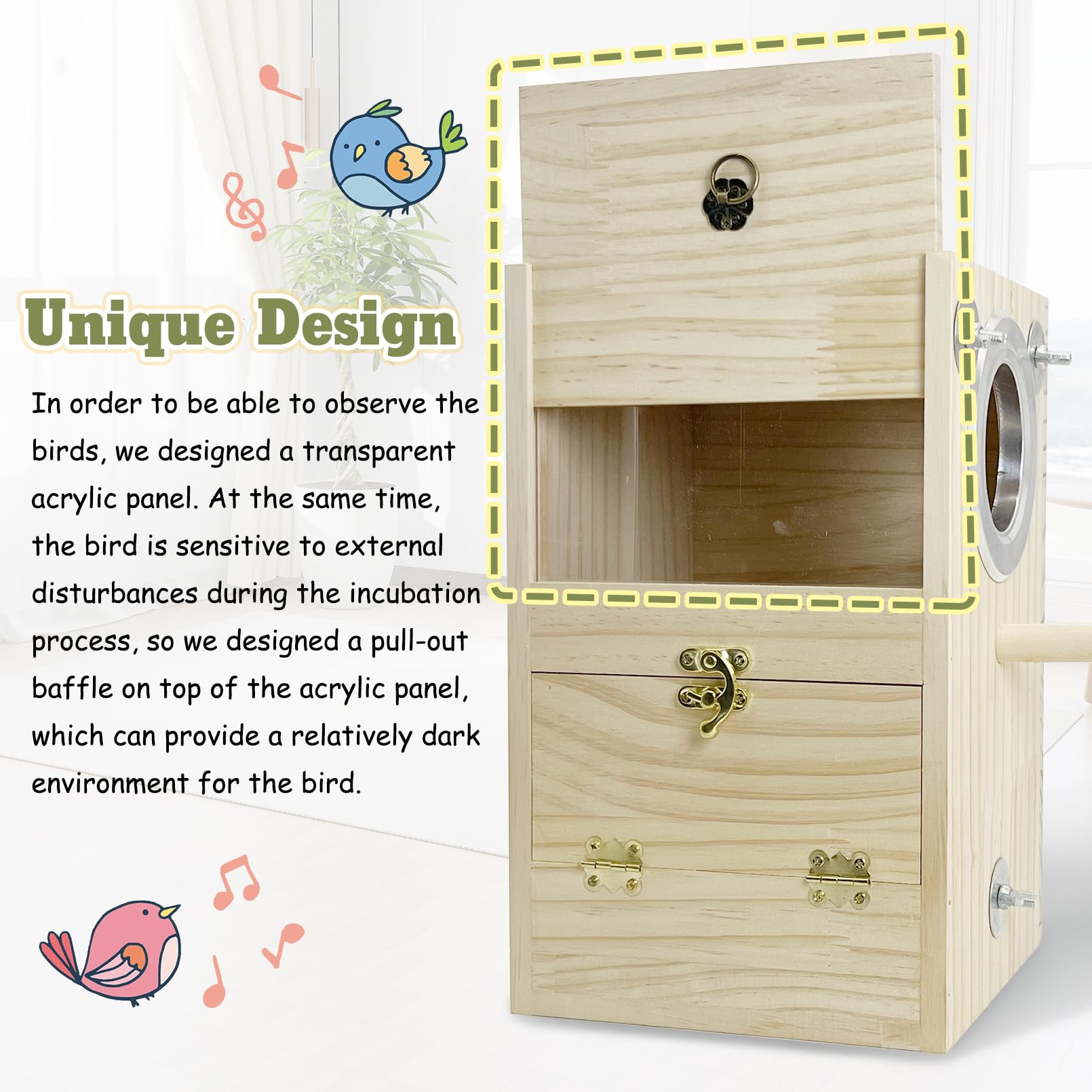 Kathson nesting box opening for cleaning showcases easy maintenance design.