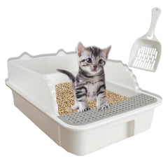 Kathson open cat litter box high side reduces spill and splatter during use