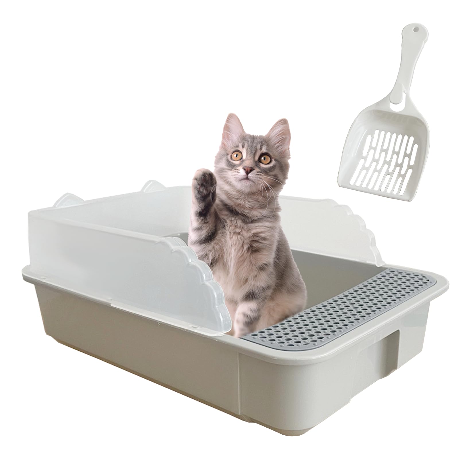 Kathson open small litter box with high side reduces splash for kittens.
