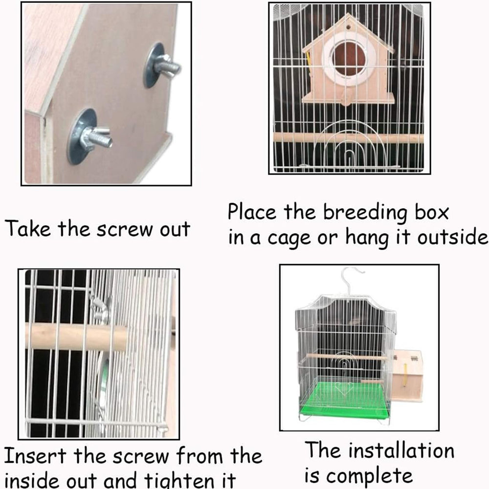 Kathson parakeet nest box door design features a rubber-band mechanism for secure access