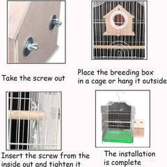 Kathson parakeet nest box door design features a rubber-band mechanism for secure access