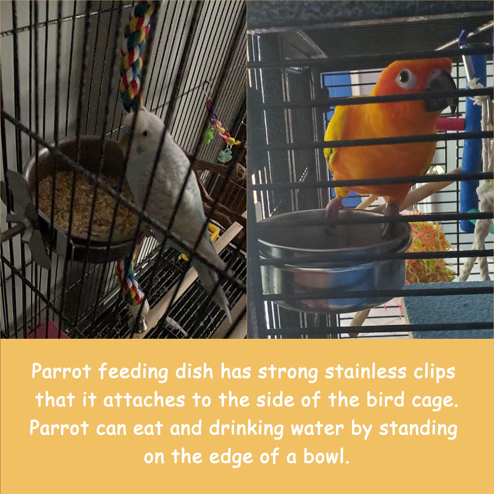 Kathson parrot cage clip-holders keep bowls secure during use