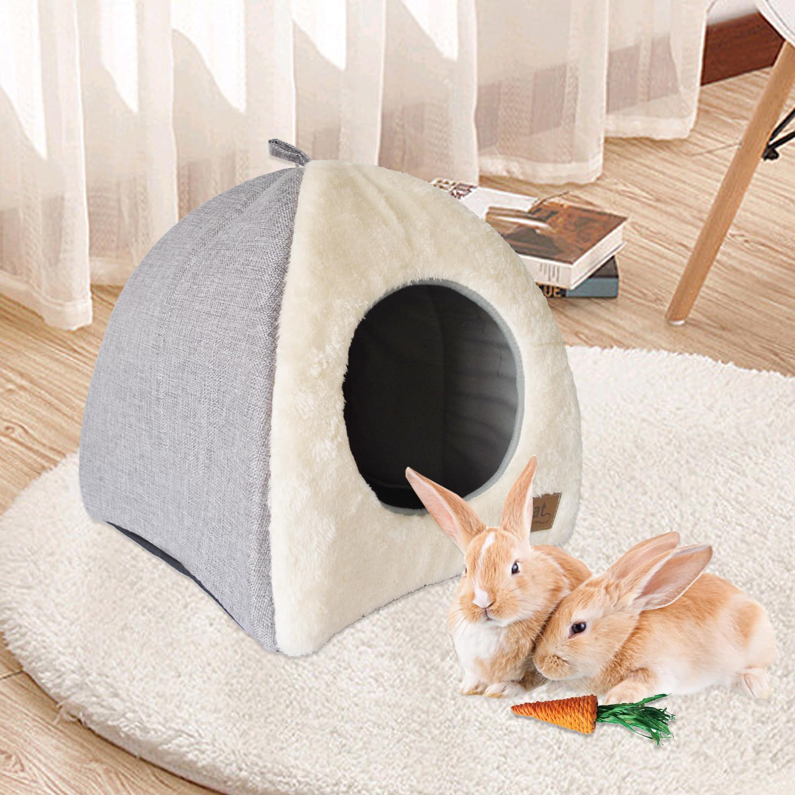 Kathson Rabbit Bed Warm Hideout entrance close-up showing soft plush.