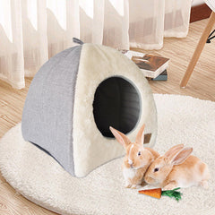 Kathson Rabbit Bed Warm Hideout entrance close-up showing soft plush.