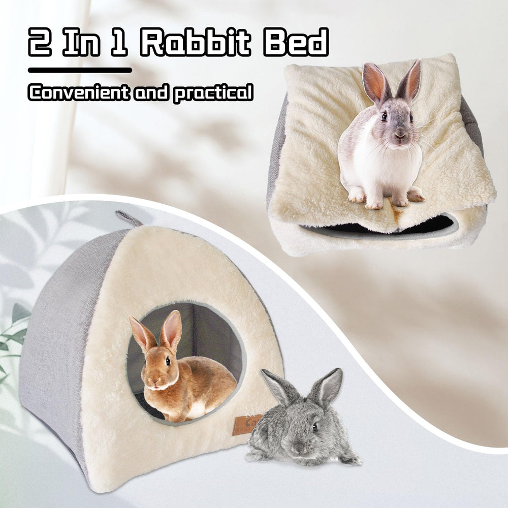 Kathson Rabbit Bed Warm Hideout removable mat for easy cleaning.
