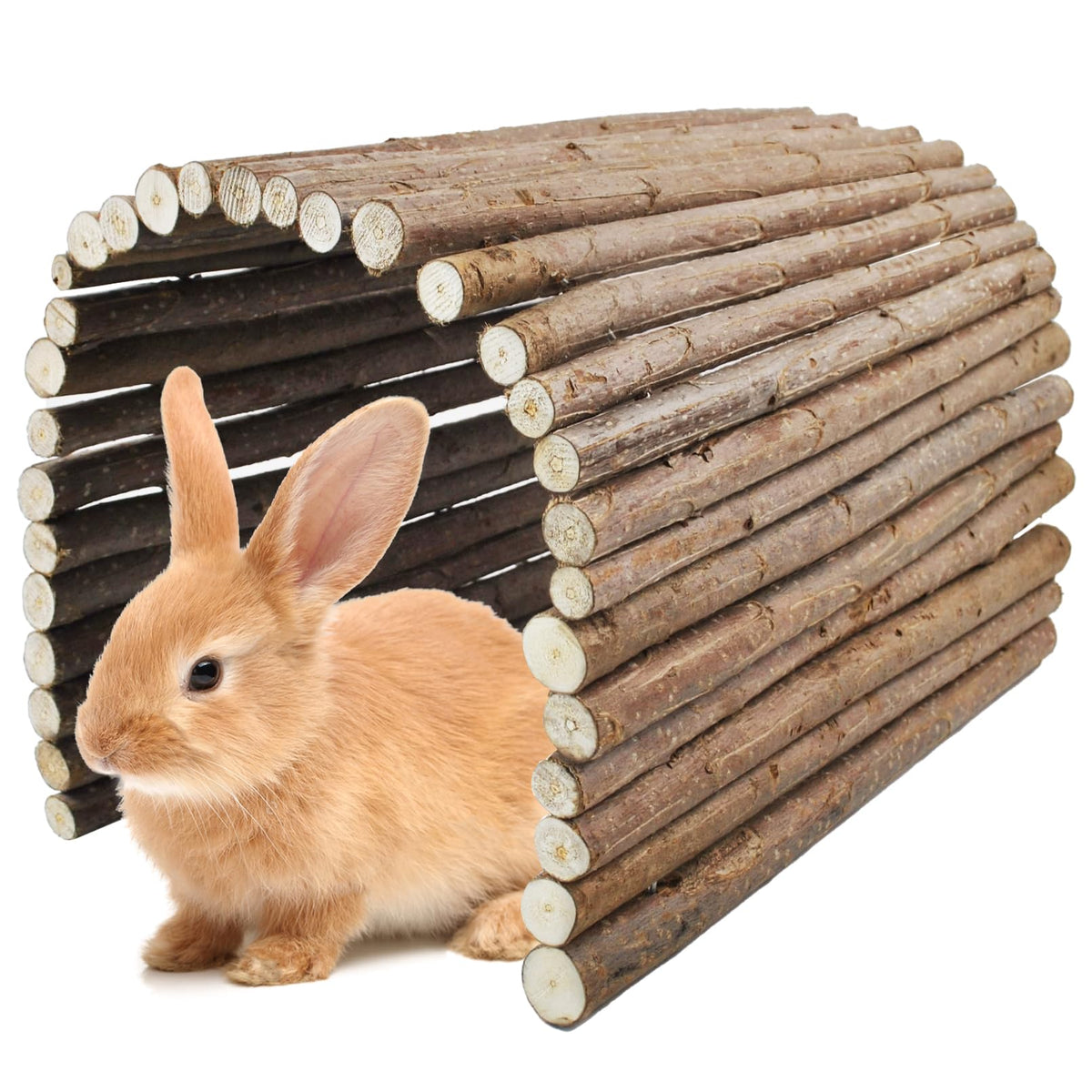 Kathson rabbit bridge wooden tunnel shows a spacious hideout for exploration and exercise.