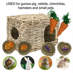 kathson rabbit grass house foldable seagrass bed side view for nesting
