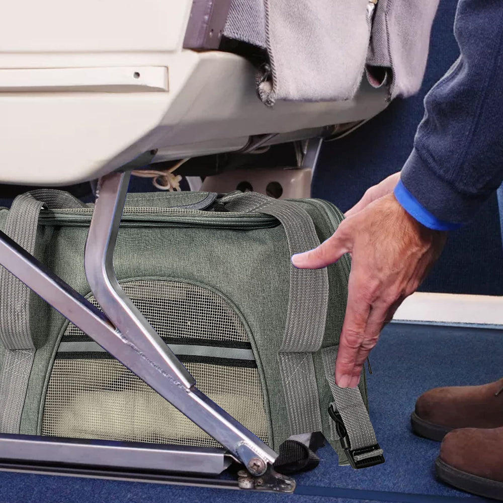 Kathson rabbit travel carrier bag grey airline-approved design under-seat fit for flights