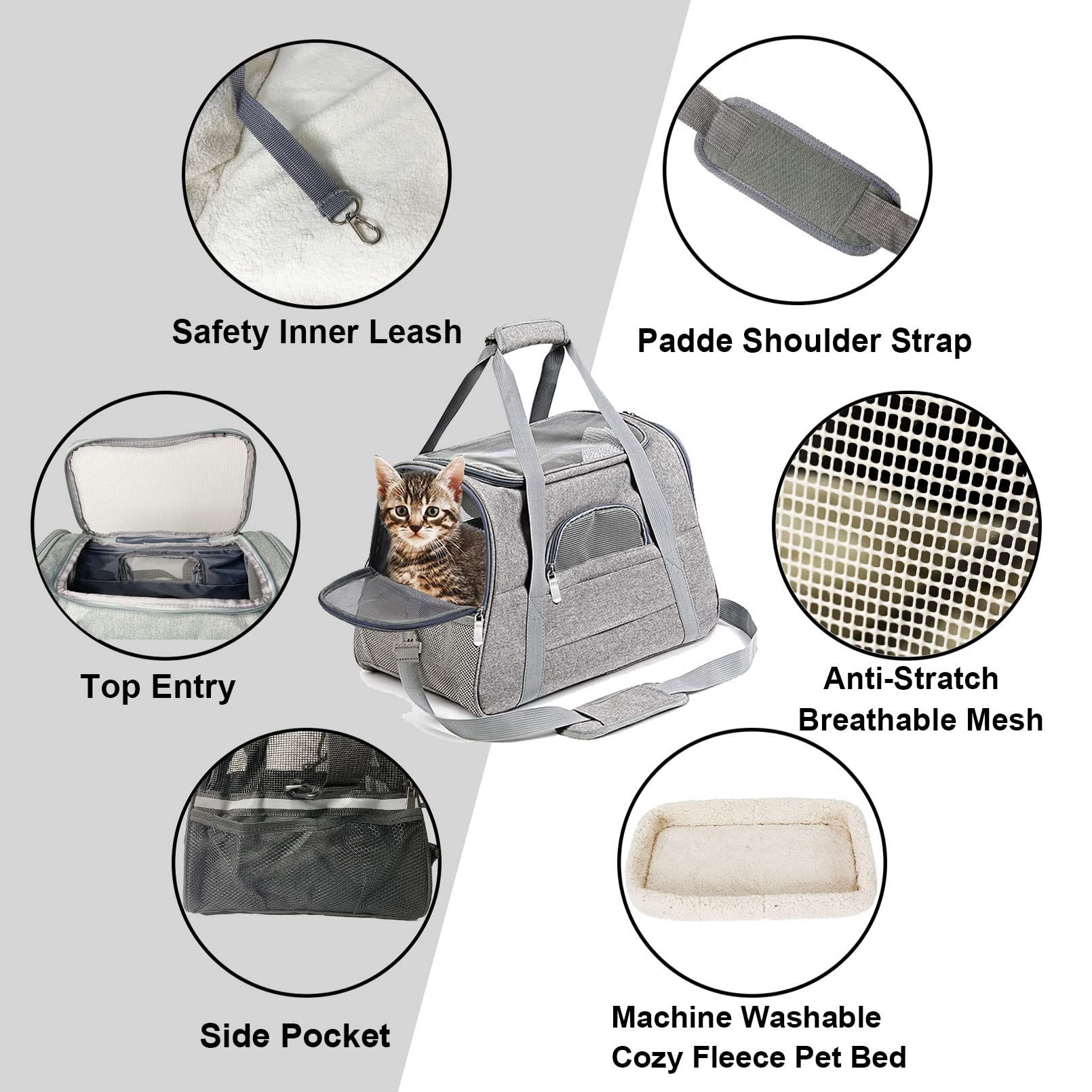 Kathson rabbit travel carrier bag grey mesh top illustrates breathable design for comfort