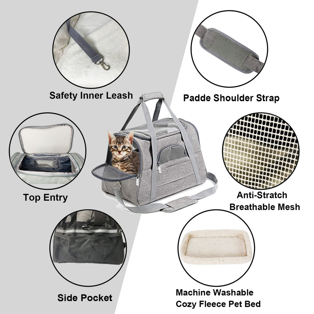 Kathson rabbit travel carrier bag grey mesh top illustrates breathable design for comfort