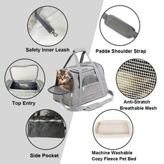 Kathson rabbit travel carrier bag grey mesh top illustrates breathable design for comfort