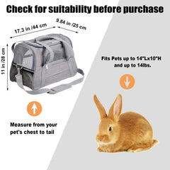 Kathson rabbit travel carrier bag grey side pocket highlights convenient storage for pet essentials