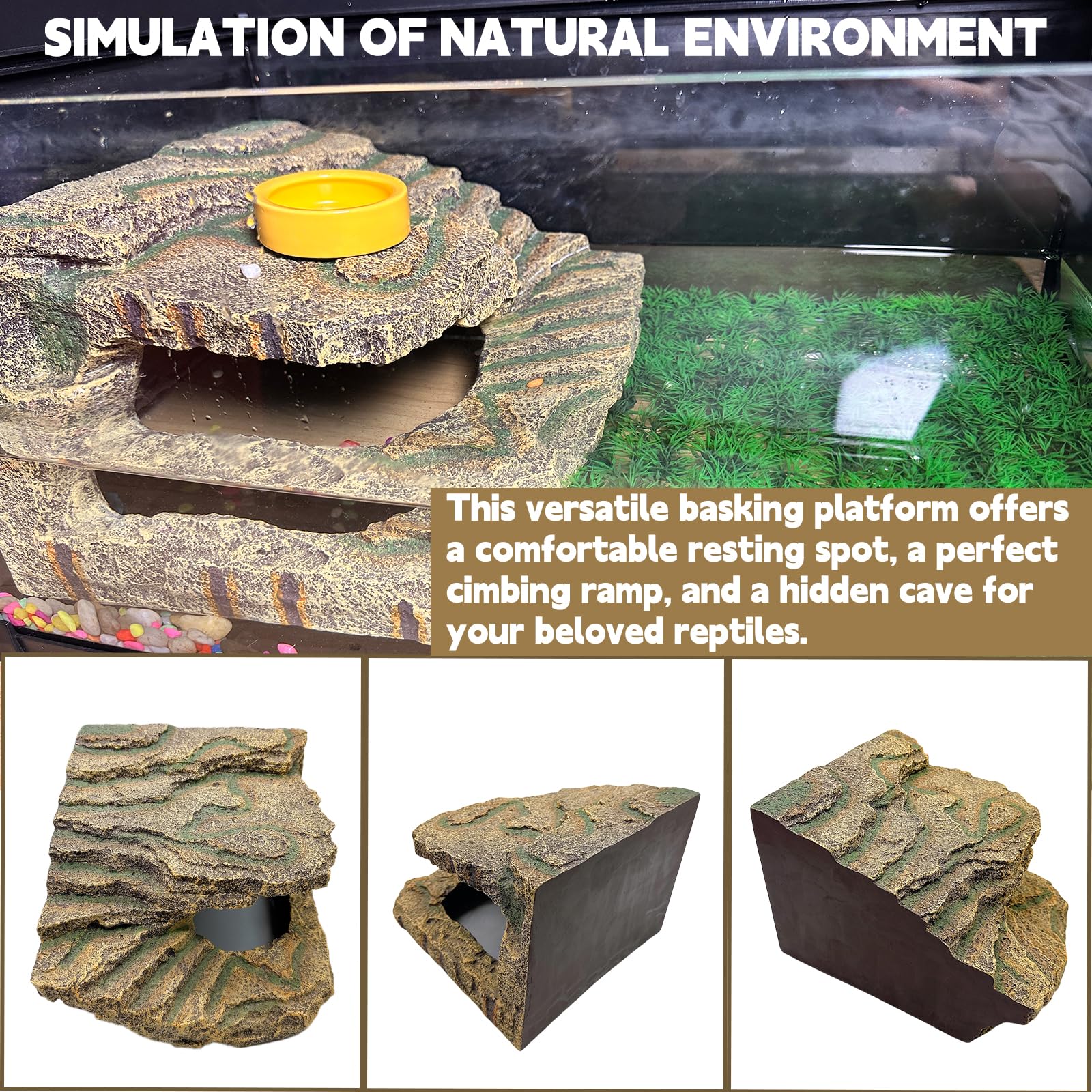 Kathson Reptile Cave Hideout provides a dark, humid retreat for resting and molting comfortably