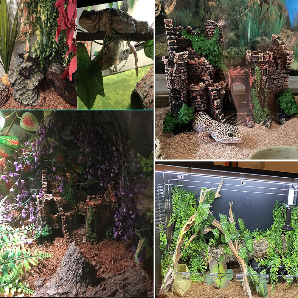 Kathson resin castle terrarium decor serves as a durable centerpiece.