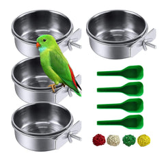 Kathson stainless steel bowls 4-pack mounted on cage for reliable feeding