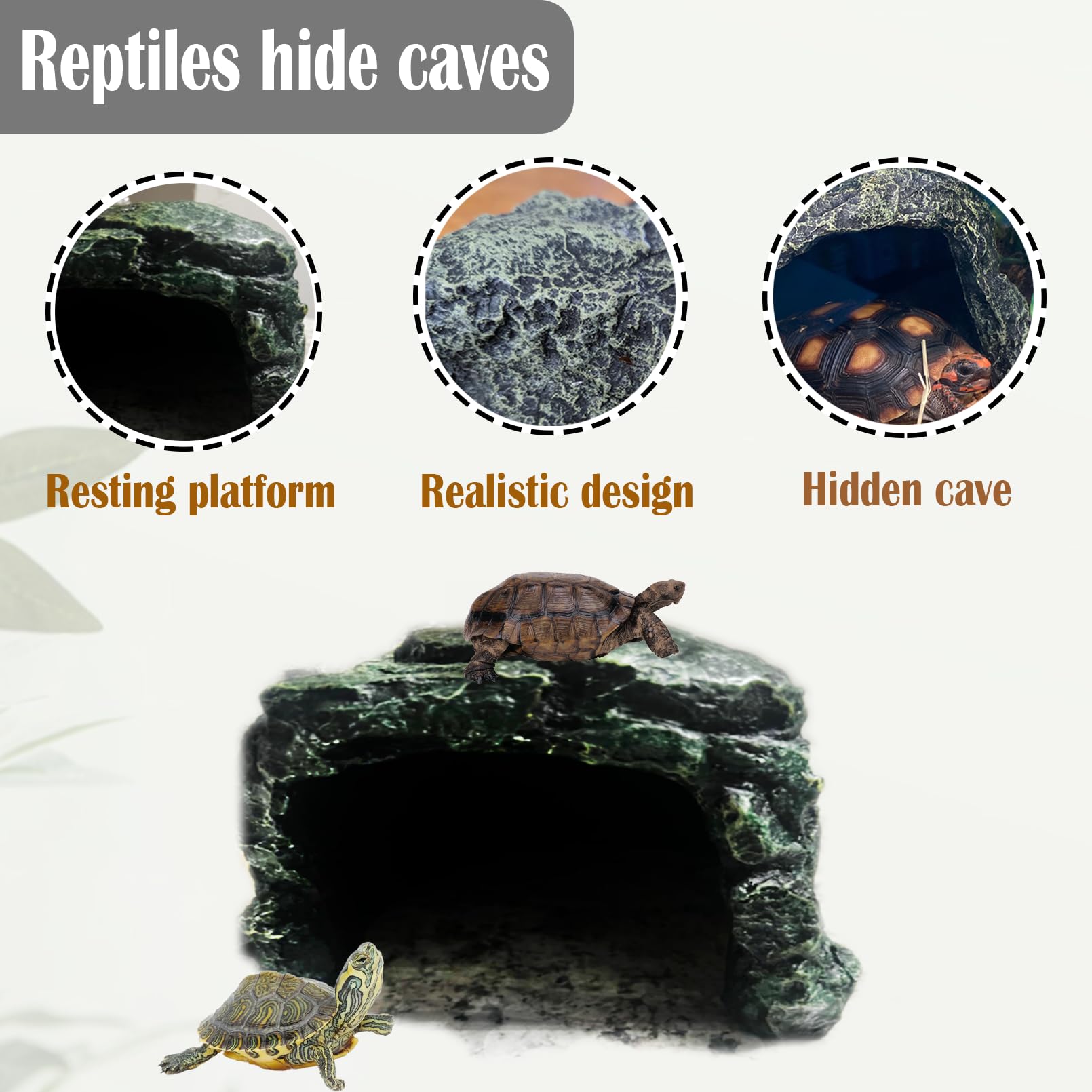 Kathson Terrarium Green Plant Decoration Habitat adds natural aesthetics and hiding spots.