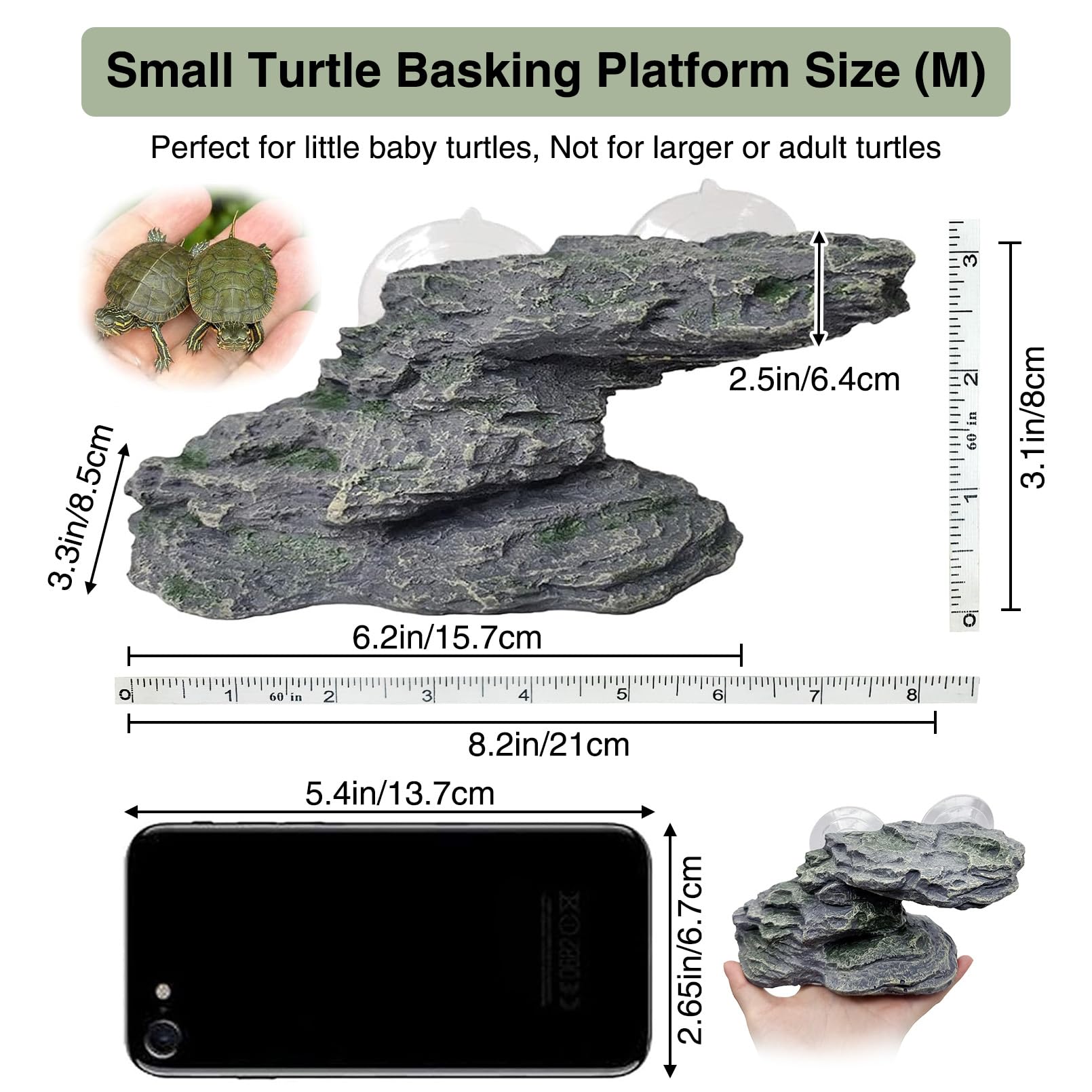 Kathson Turtle Basking Platform side view demonstrates gentle ramp for small reptiles