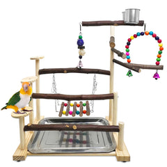 Kathson wood bird playground stand – sturdy perch and ladder for enrichment.