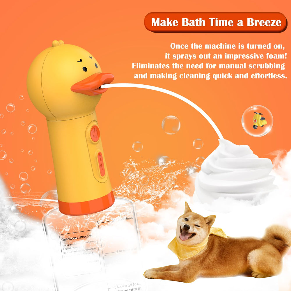 Katoggy electric foaming shampoo dispenser with duck-design showcases fun, kid-friendly bath time.
