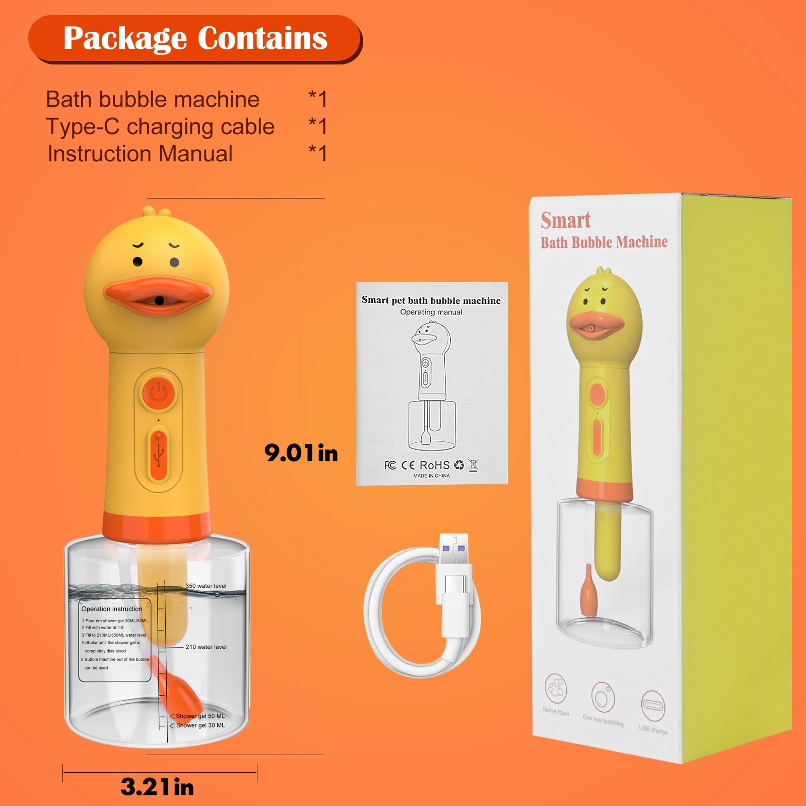 Katoggy electric foaming shampoo dispenser with duck-design offers cordless convenience during pet baths.