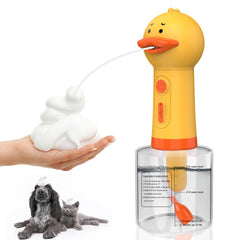 Katoggy electric foaming shampoo dispenser shows fast foaming action for quick pet baths.