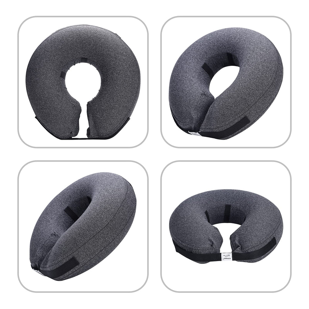 Katoggy inflatable dog cone collar appears lightweight and comfortable for unrestricted meals and naps.