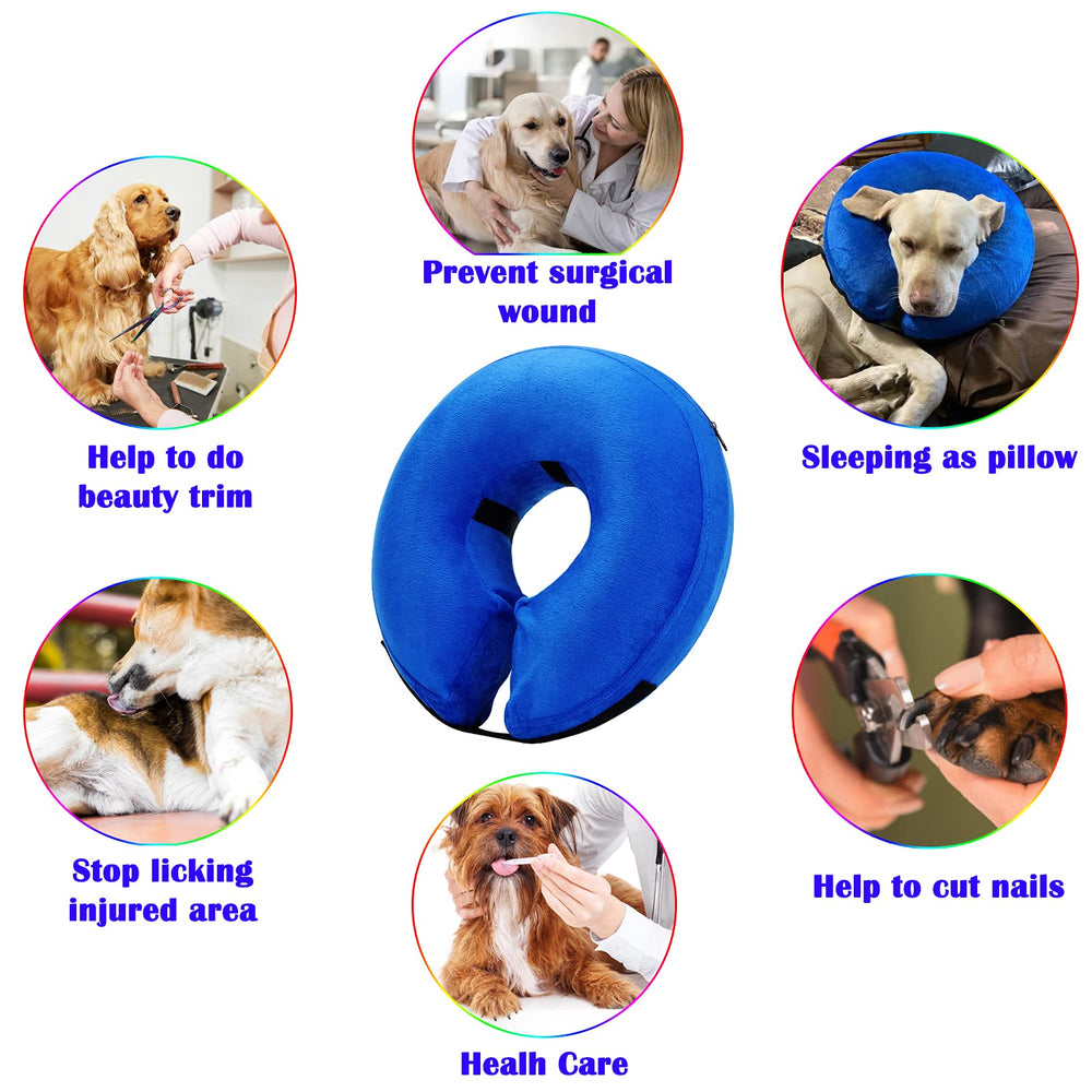 Katoggy inflatable-dog-cone-collar worn by a dog resting for comfortable recovery.