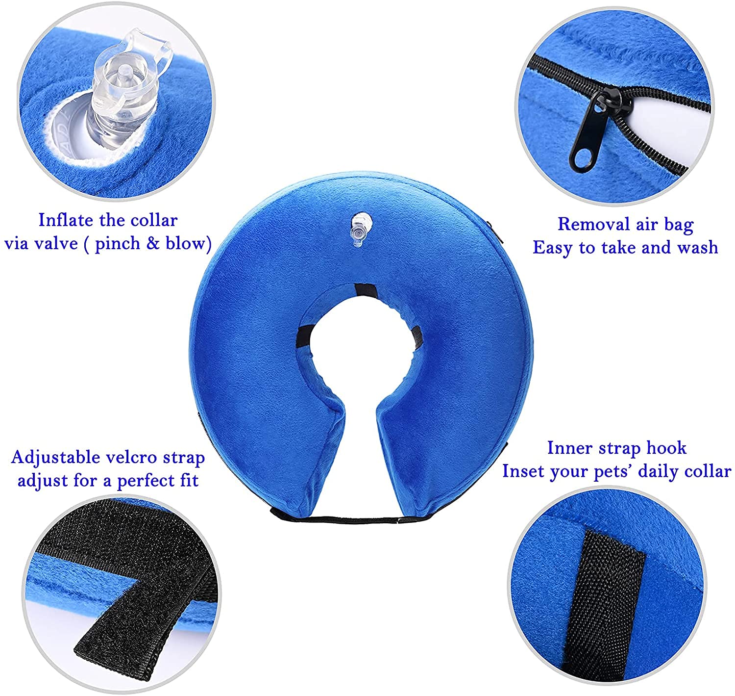 Katoggy inflatable dog cone collar velcro-adjustment close-up demonstrates secure fit.