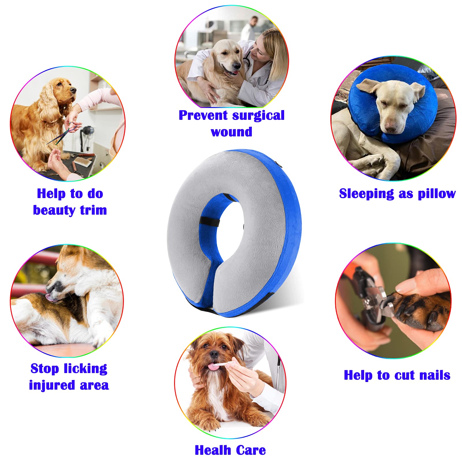 Katoggy inflatable recovery collar soft plush inner closeup shows lightweight comfortable design.