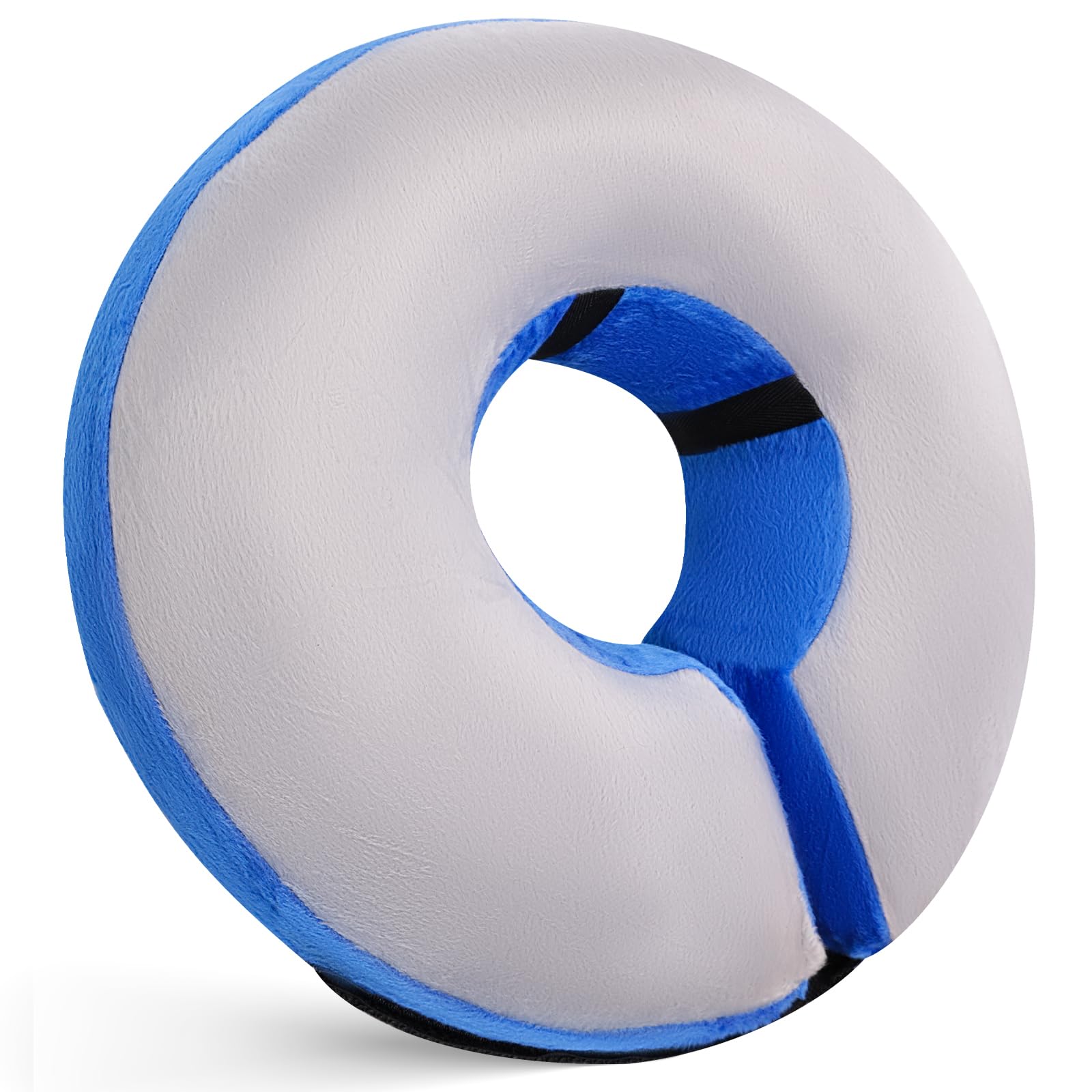 Katoggy protective inflatable recovery collar outer view shows secure fit.