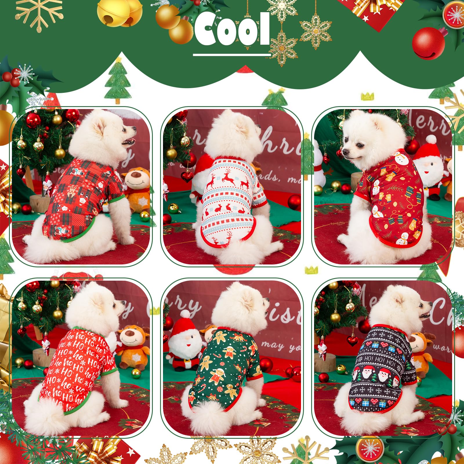 Festive snowman dog shirt worn by a dog for holiday photo moments