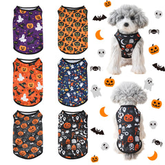 KATOLK Halloween dog clothes front view showcases six small-dog shirts for comfy, breathable wear