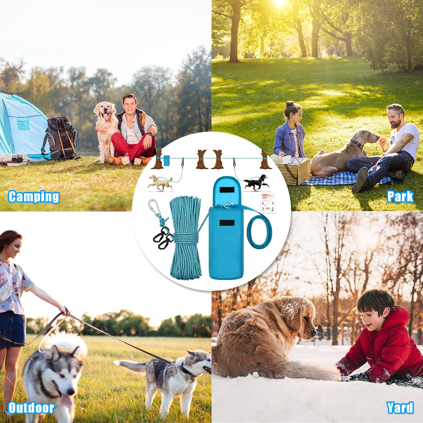 KATOLK two-dogs camping-yard setup shown for parks, trails, and training