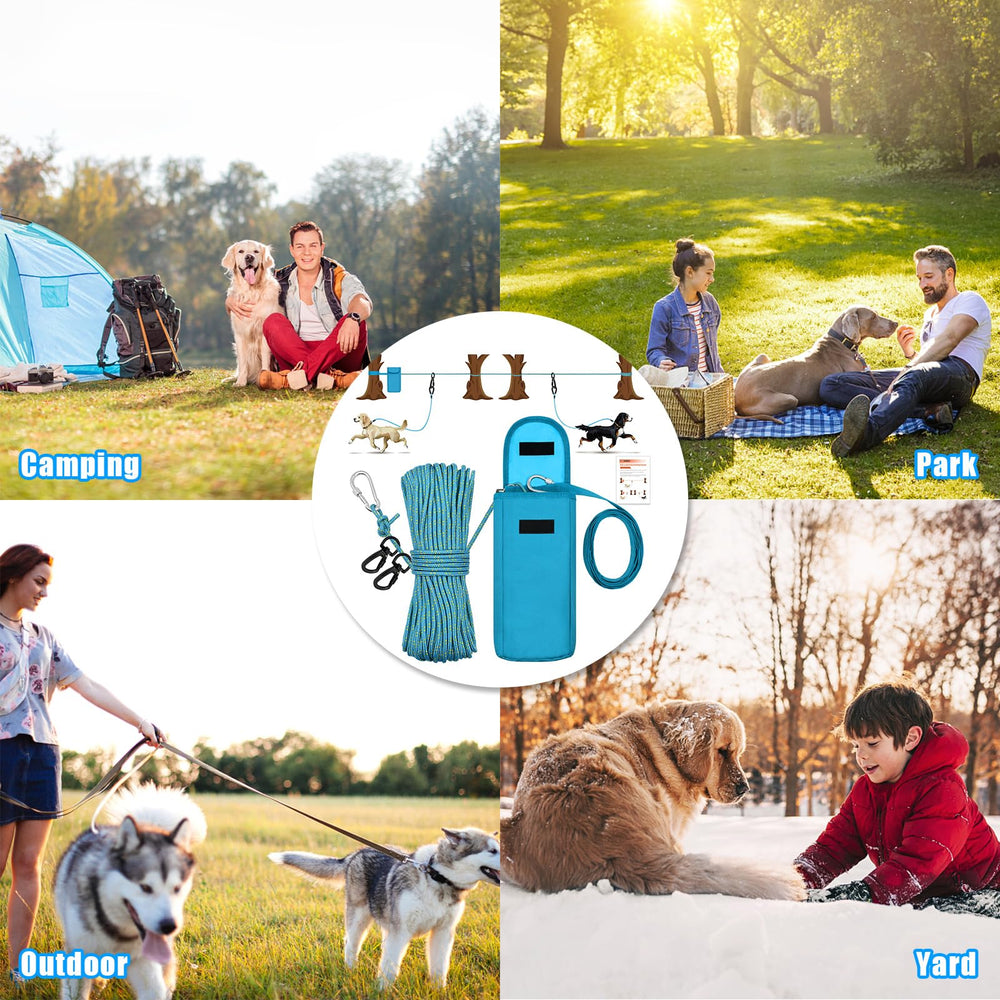 KATOLK two-dogs camping-yard setup shown for parks, trails, and training