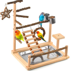 KATUMO Bird Playground natural wooden perch enhances safe exploration and climbing for small birds