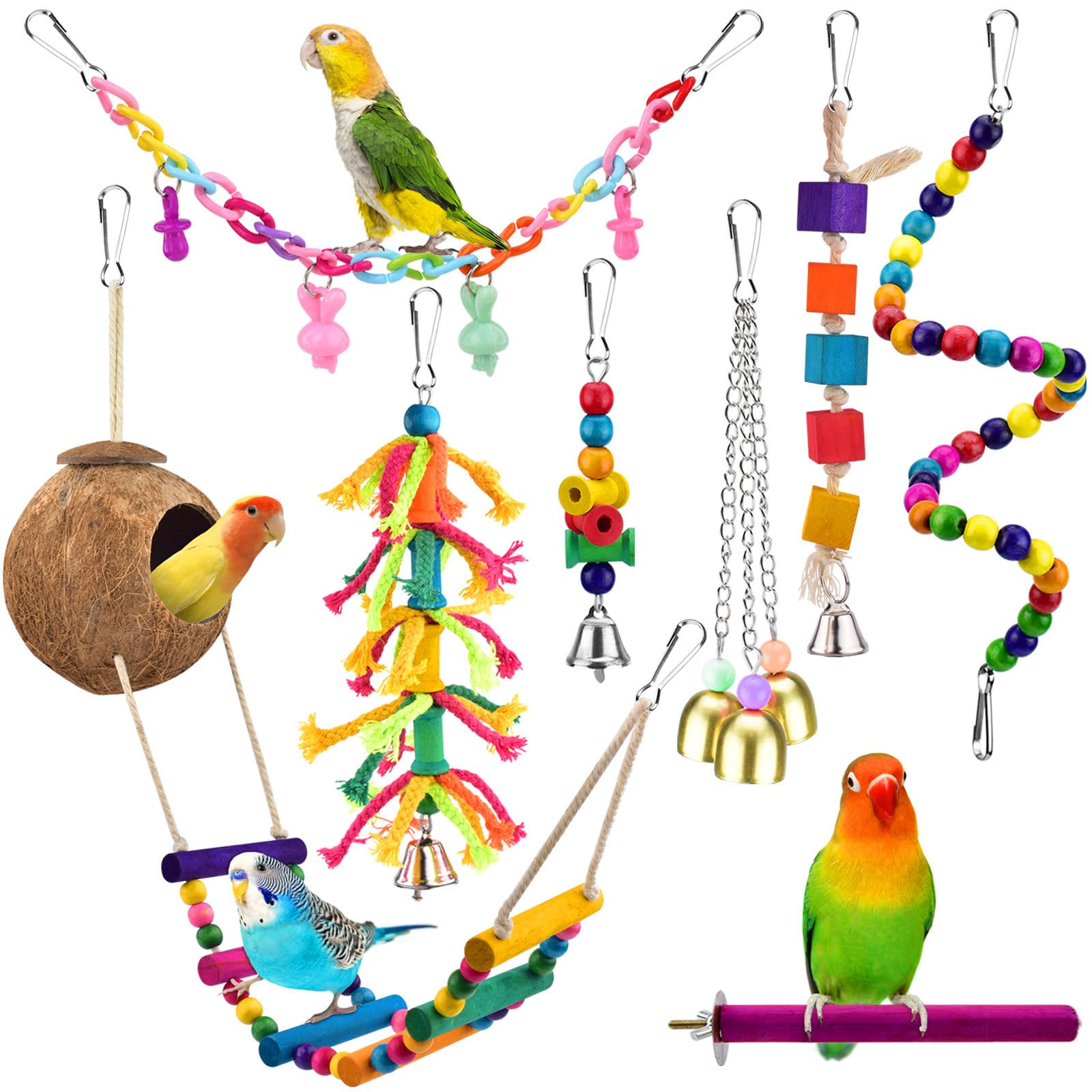 KATUMO coconut house bird toy for parakeet with foraging and play benefits