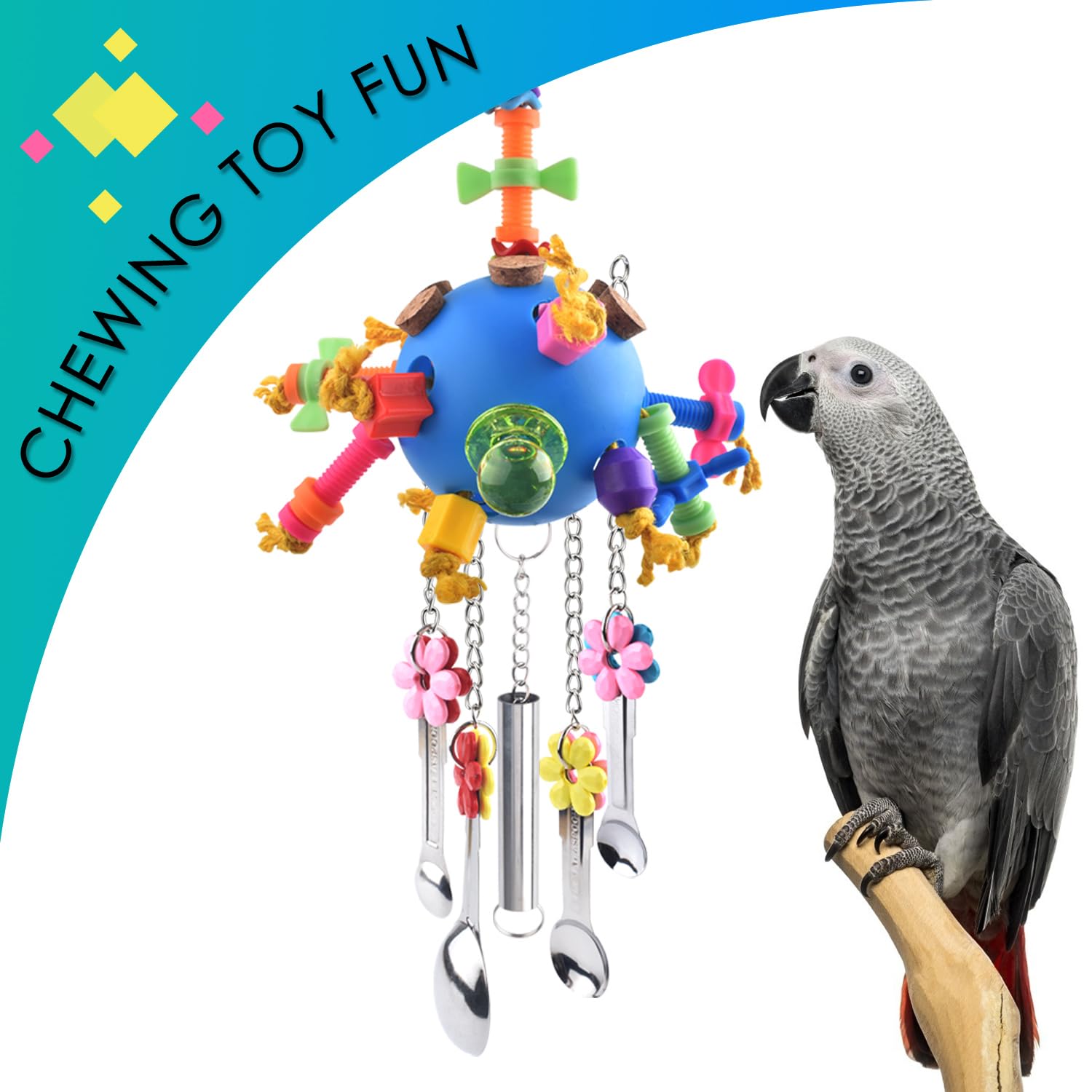 KATUMO interactive spoons image depicts colorful, durable enrichment option