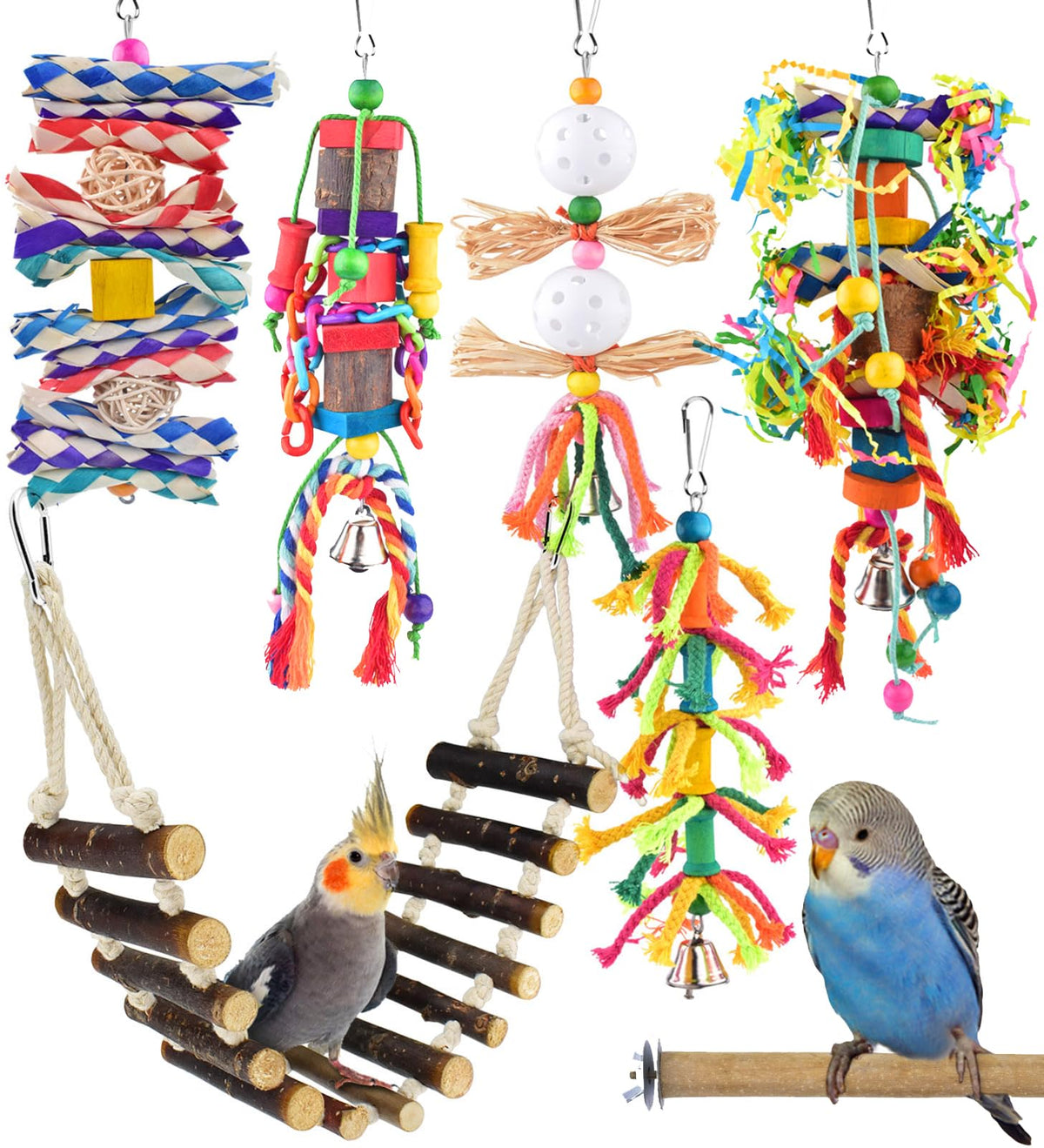KATUMO bird toys various-types showcase enrichment and pecking play for small birds.
