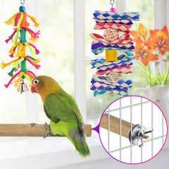 KATUMO conure hanging bells toy adds engaging sounds and foraging interest.