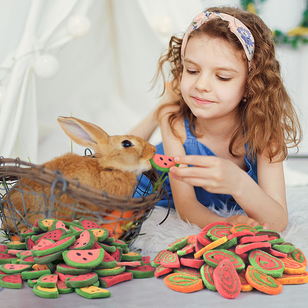 KATUMO Hamster and rabbit enjoying treats captures rewarding chewing and boredom relief.